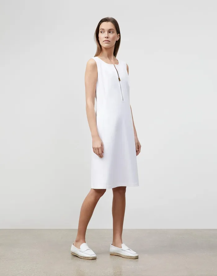 Women Lafayette 148 New York Dresses Audren Dress In Fundamental BiStretch White Women Lafayette 148 New York Dresses Audren Dress In Fundamental BiStretch White