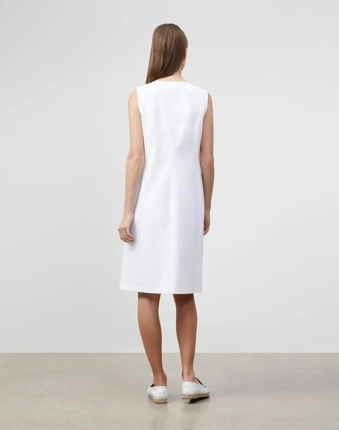 Women Lafayette 148 New York Dresses Audren Dress In Fundamental BiStretch White