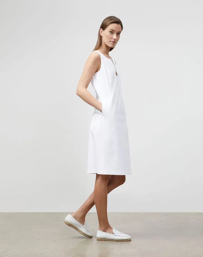Women Lafayette 148 New York Dresses Audren Dress In Fundamental BiStretch White