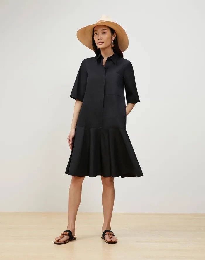 Women Lafayette 148 New York Dresses Bailey Shirtdress In Italian Sculpted Kindcotton Black Women Lafayette 148 New York Dresses Bailey Shirtdress In Italian Sculpted Kindcotton Black