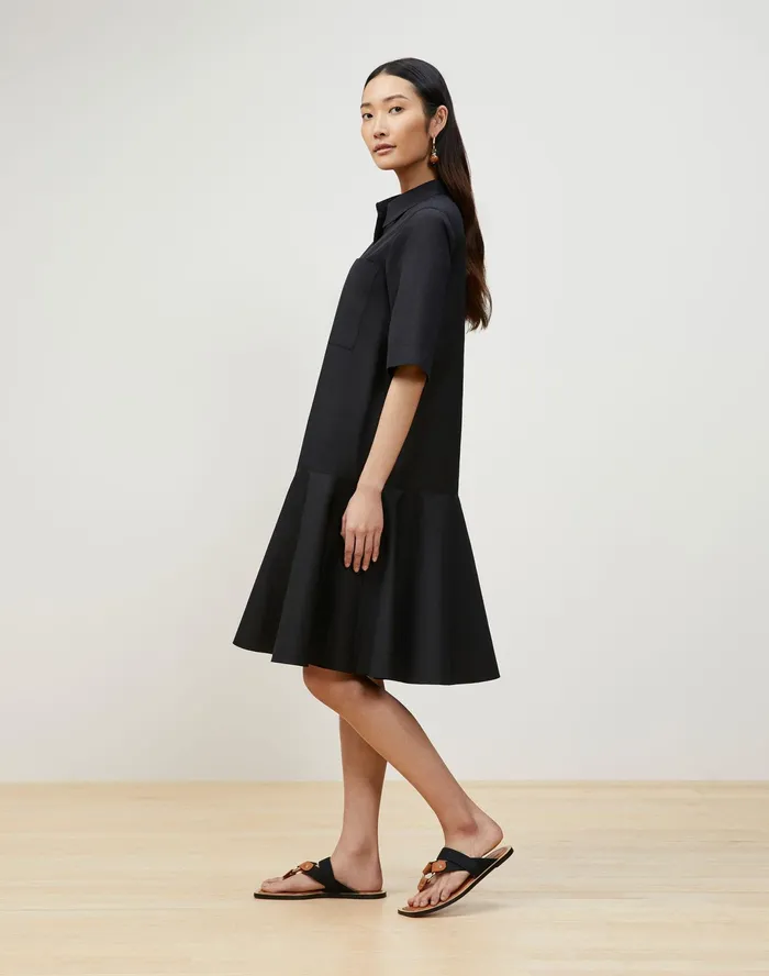 Women Lafayette 148 New York Dresses Bailey Shirtdress In Italian Sculpted Kindcotton Black