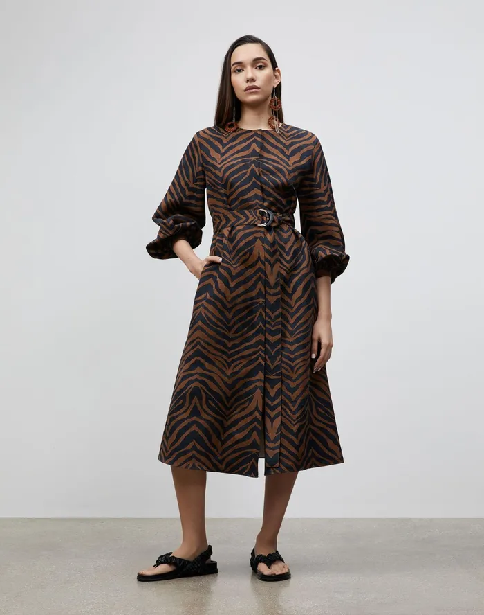Women Lafayette 148 New York Dresses Louisa Dress In Zevron Print Coastal Cloth Mahogany Multi Women Lafayette 148 New York Dresses Louisa Dress In Zevron Print Coastal Cloth Mahogany Multi