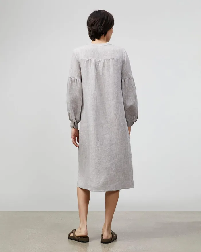 Women Lafayette 148 New York Dresses Maylin Dress In Illustrious Linen Mink Grey Melange