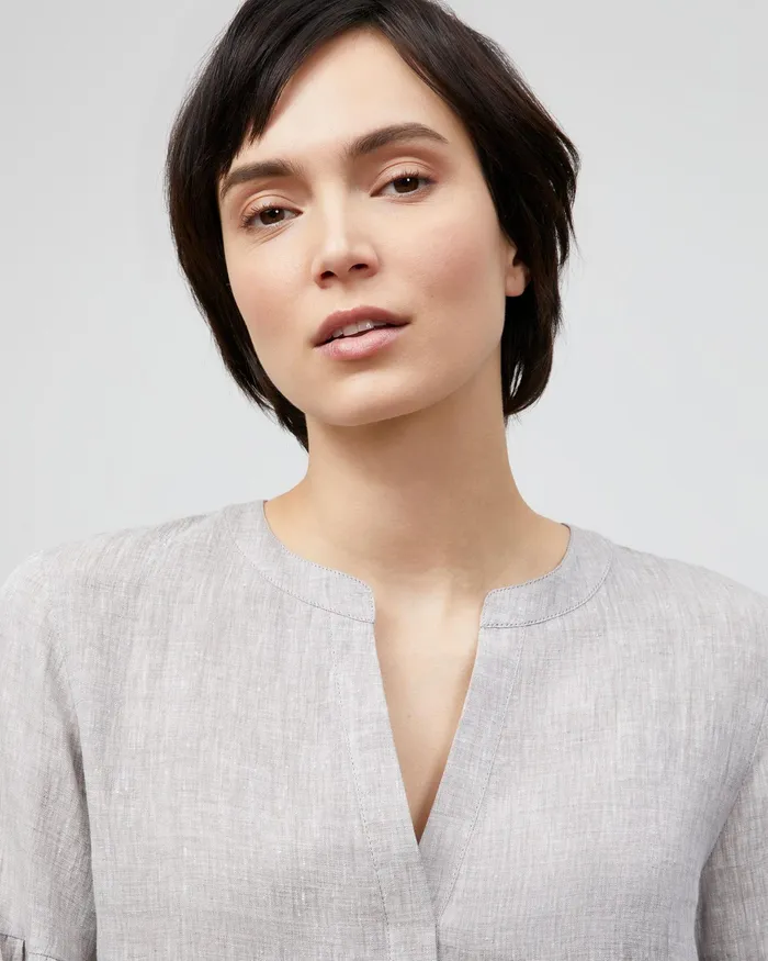 Women Lafayette 148 New York Dresses Maylin Dress In Illustrious Linen Mink Grey Melange