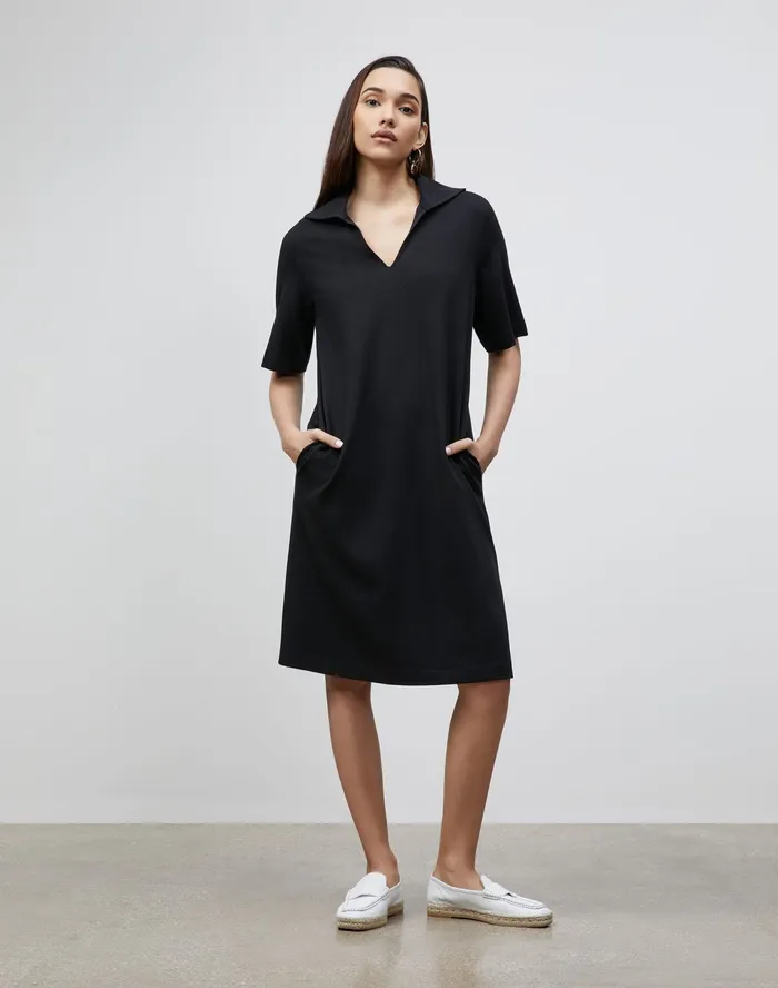 Women Lafayette 148 New York Dresses Petite Andie Dress In Punto Milano Black Women Lafayette 148 New York Dresses Petite Andie Dress In Punto Milano Black