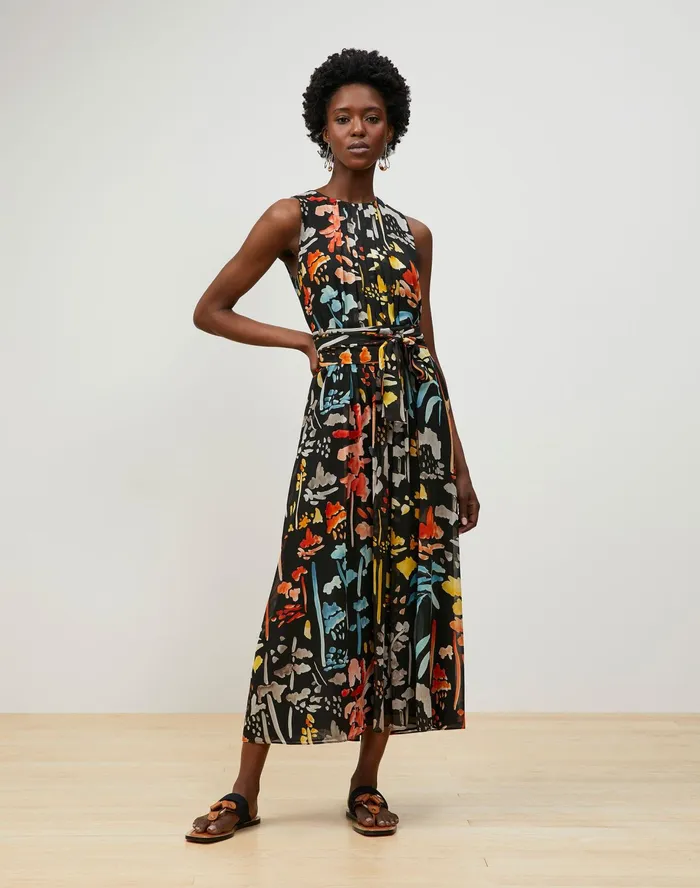 Women Lafayette 148 New York Dresses Petite Nia Midi Dress In Blooming Eden Print Silk Black Multi Women Lafayette 148 New York Dresses Petite Nia Midi Dress In Blooming Eden Print Silk Black Multi