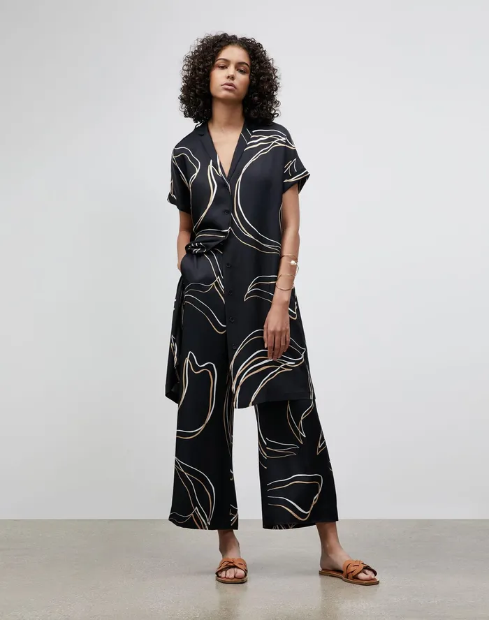 Women Lafayette 148 New York Dresses PlusSize Sawyer Dress In Garden Contour Print Black Multi