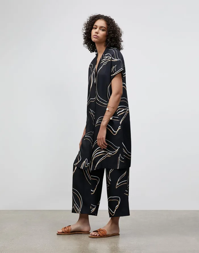 Women Lafayette 148 New York Dresses PlusSize Sawyer Dress In Garden Contour Print Black Multi