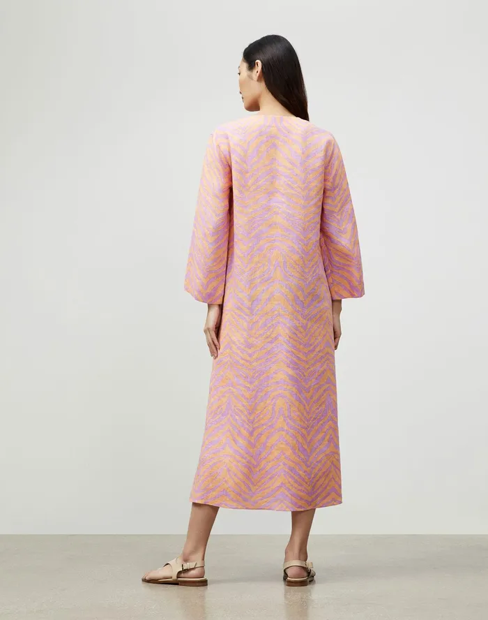 Women Lafayette 148 New York Dresses Renata Dress In Zevron Print Linen Dahlia Multi
