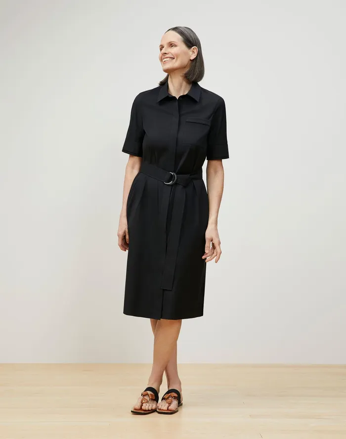 Women Lafayette 148 New York Dresses Stella Shirtdress In Classic Stretch Cotton Black Women Lafayette 148 New York Dresses Stella Shirtdress In Classic Stretch Cotton Black