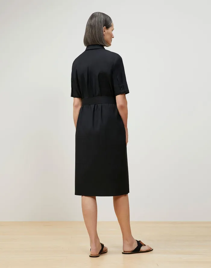Women Lafayette 148 New York Dresses Stella Shirtdress In Classic Stretch Cotton Black
