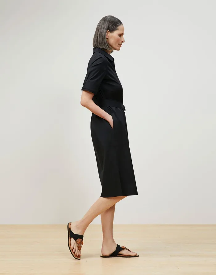 Women Lafayette 148 New York Dresses Stella Shirtdress In Classic Stretch Cotton Black