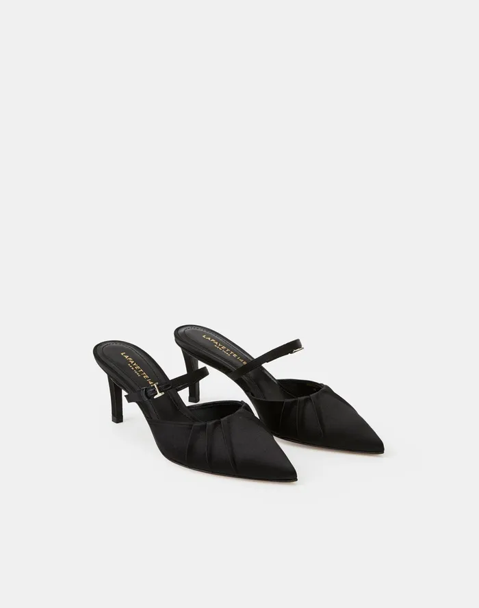 Women Lafayette 148 New York Heels Italian Satin Sofia Heel Black