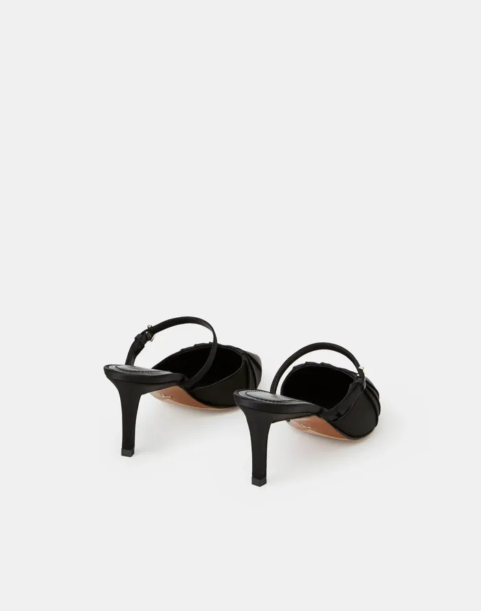 Women Lafayette 148 New York Heels Italian Satin Sofia Heel Black