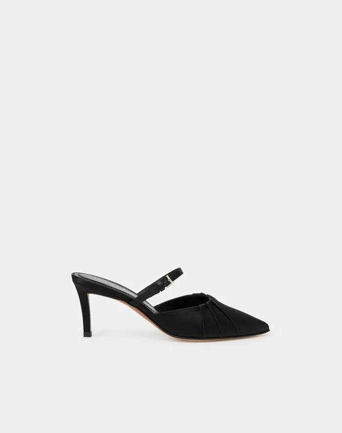 Women Lafayette 148 New York Heels Italian Satin Sofia Heel Black