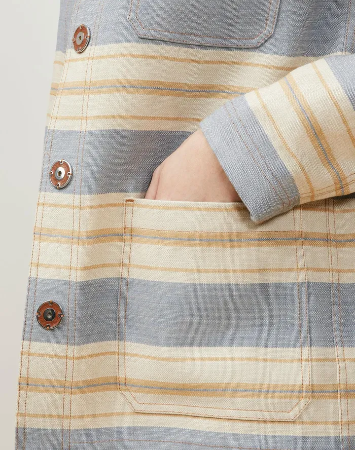 Women Lafayette 148 New York Jackets and Blazers Amaris Jacket In Patio Stripe Italian Kindlinen Stone Multi