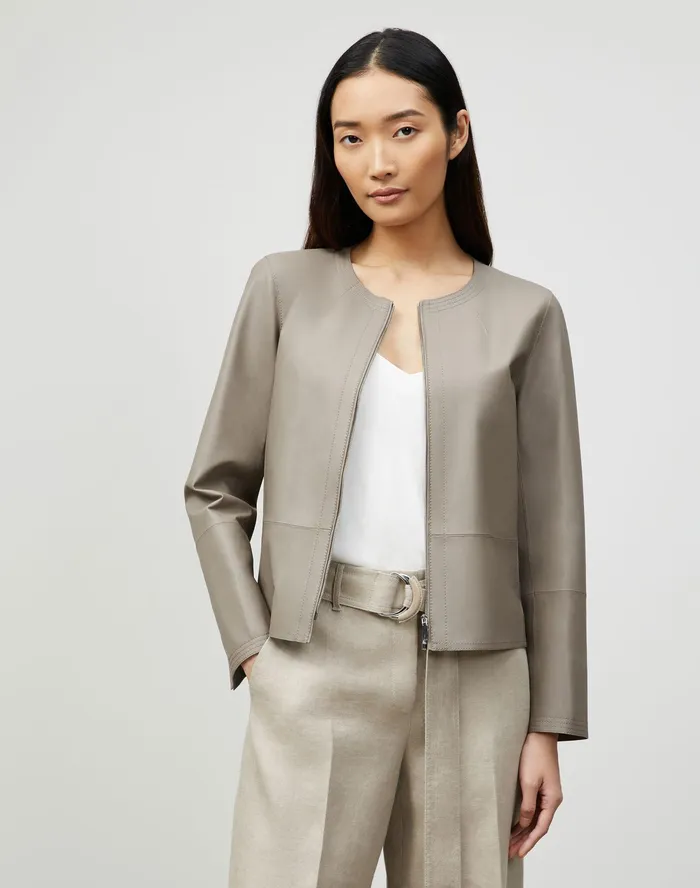Women Lafayette 148 New York Jackets and Blazers PlusSize Griffith Jacket In Lightweight Plonge Lambskin Mink Grey Women Lafayette 148 New York Jackets and Blazers PlusSize Griffith Jacket In Lightweight Plonge Lambskin Mink Grey