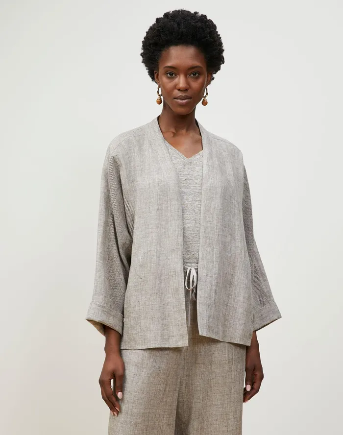 Women Lafayette 148 New York Jackets and Blazers Shiloh Jacket In Italian Kindlinen Mlange Driftwood Melange Women Lafayette 148 New York Jackets and Blazers Shiloh Jacket In Italian Kindlinen Mlange Driftwood Melange
