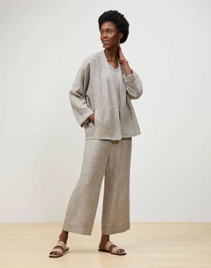 Women Lafayette 148 New York Jackets and Blazers Shiloh Jacket In Italian Kindlinen Mlange Driftwood Melange