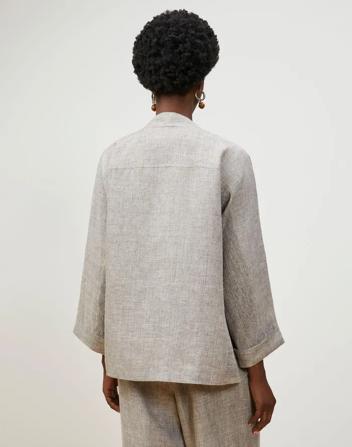 Women Lafayette 148 New York Jackets and Blazers Shiloh Jacket In Italian Kindlinen Mlange Driftwood Melange