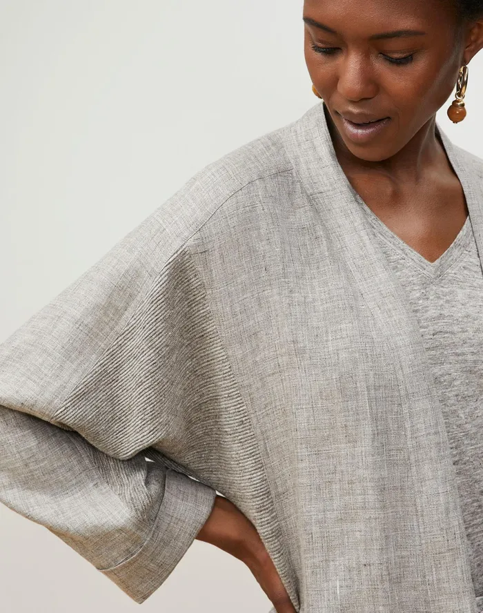 Women Lafayette 148 New York Jackets and Blazers Shiloh Jacket In Italian Kindlinen Mlange Driftwood Melange