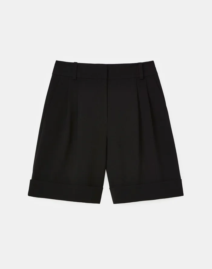 Women Lafayette 148 New York Pants and Shorts Ellis Pleated Short In Finesse Crepe Black