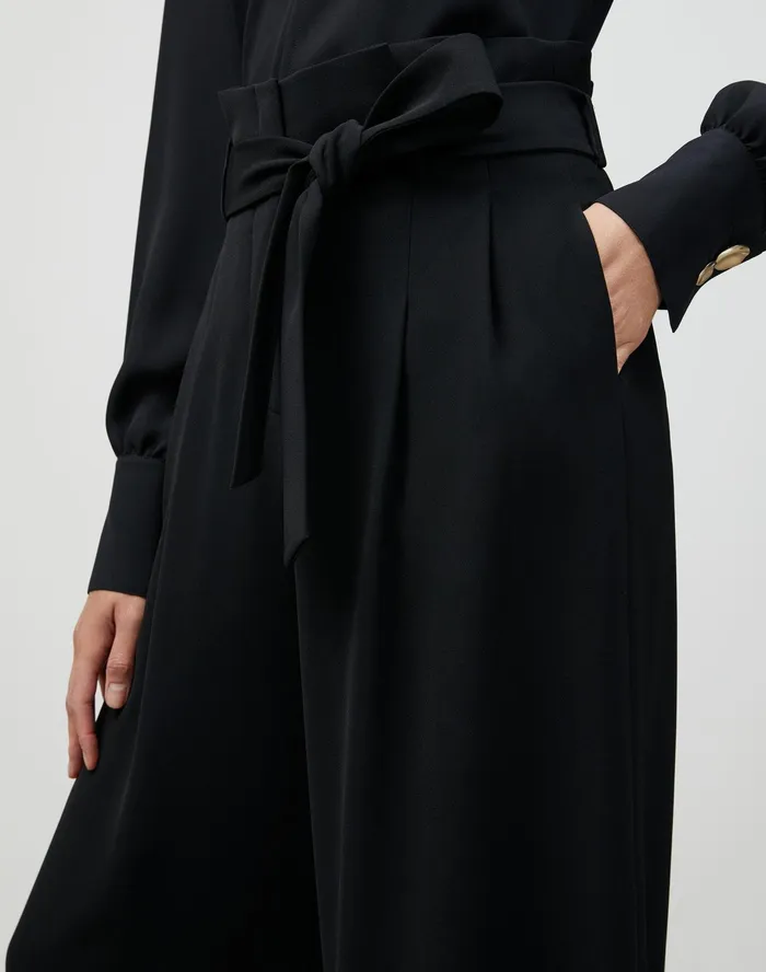 Women Lafayette 148 New York Pants and Shorts Finesse Crepe Tillary WideLeg Pant Black