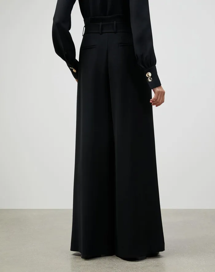 Women Lafayette 148 New York Pants and Shorts Finesse Crepe Tillary WideLeg Pant Black