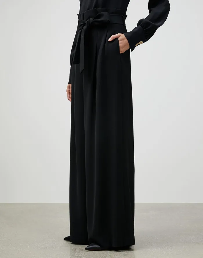 Women Lafayette 148 New York Pants and Shorts Finesse Crepe Tillary WideLeg Pant Black