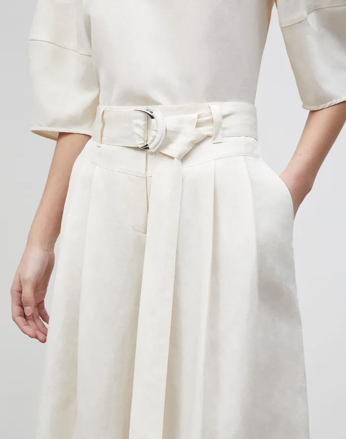 Women Lafayette 148 New York Pants and Shorts Gavin WideLeg Pant In Coastal Cloth Alabaster