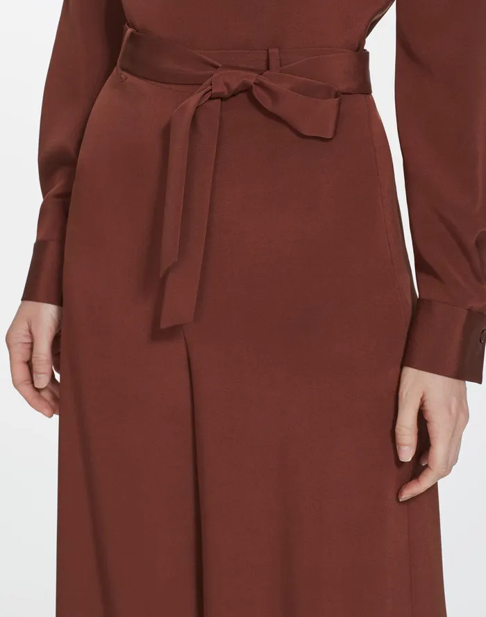 Women Lafayette 148 New York Pants and Shorts Luxe Stretch Crepe De Chine Jackson WideLeg Pant Burnt Cinnamon