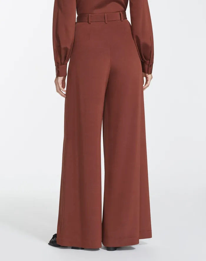 Women Lafayette 148 New York Pants and Shorts Luxe Stretch Crepe De Chine Jackson WideLeg Pant Burnt Cinnamon