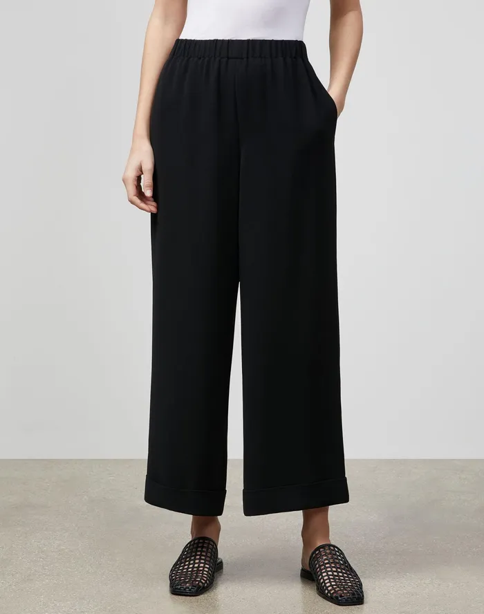 Women Lafayette 148 New York Pants and Shorts Petite Riverside Cuffed Ankle Pant In Finesse Crepe Black Women Lafayette 148 New York Pants and Shorts Petite Riverside Cuffed Ankle Pant In Finesse Crepe Black
