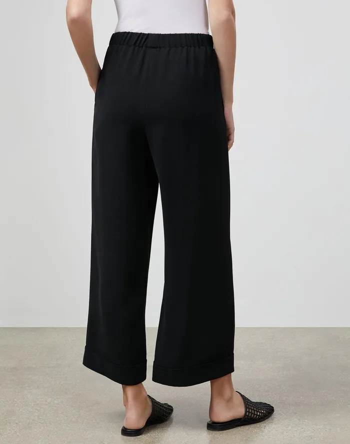 Women Lafayette 148 New York Pants and Shorts Petite Riverside Cuffed Ankle Pant In Finesse Crepe Black