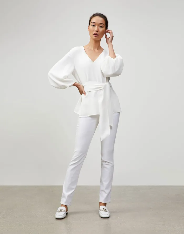 Women Lafayette 148 New York Pants and Shorts PlusSize YarnDyed Denim Thompson Jean White