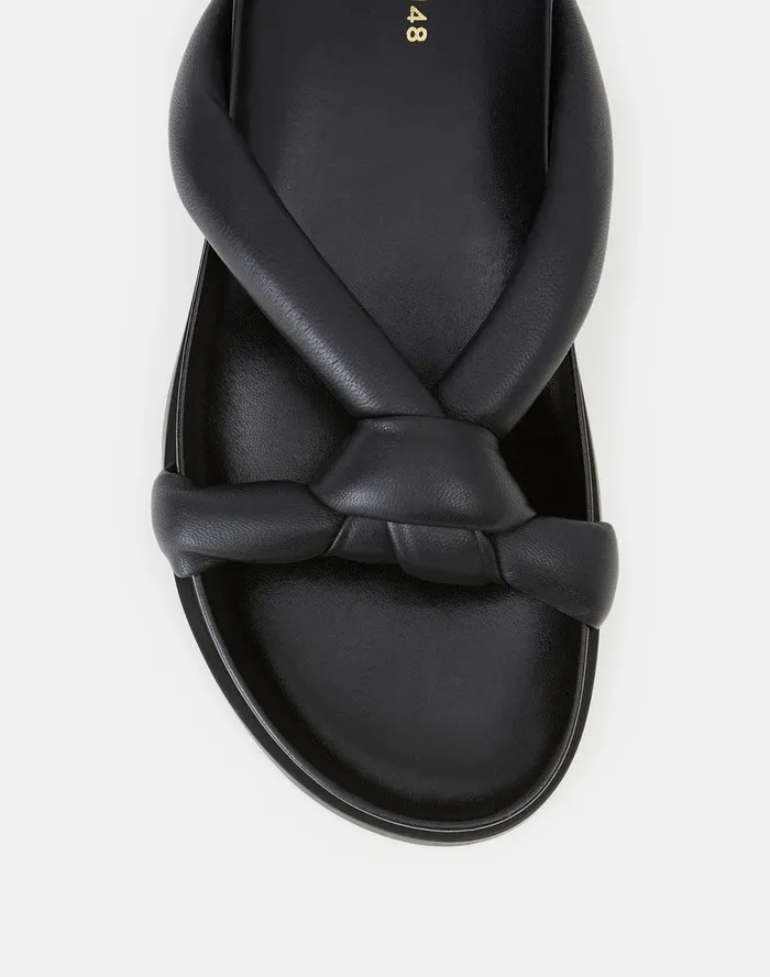 Women Lafayette 148 New York Sandals Honore Flat Sandal In Nappa Leather Black