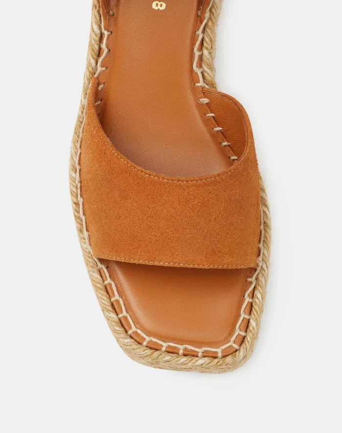 Women Lafayette 148 New York Sandals Margot Espadrille Wedge In Suede Copper