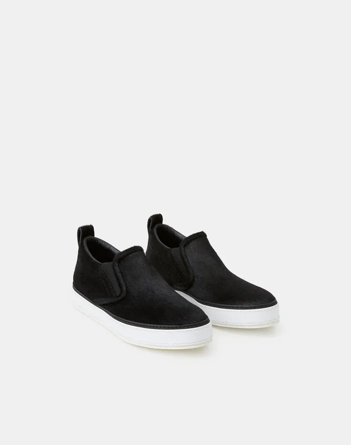 Women Lafayette 148 New York Sneakers Calf Hair Sidney Sneaker Black