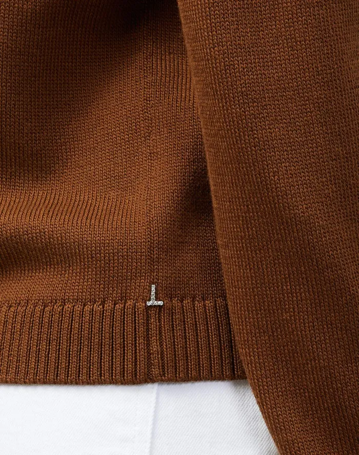 Women Lafayette 148 New York Sweaters Cotton Silk Tape Knit Bomber Mahogany