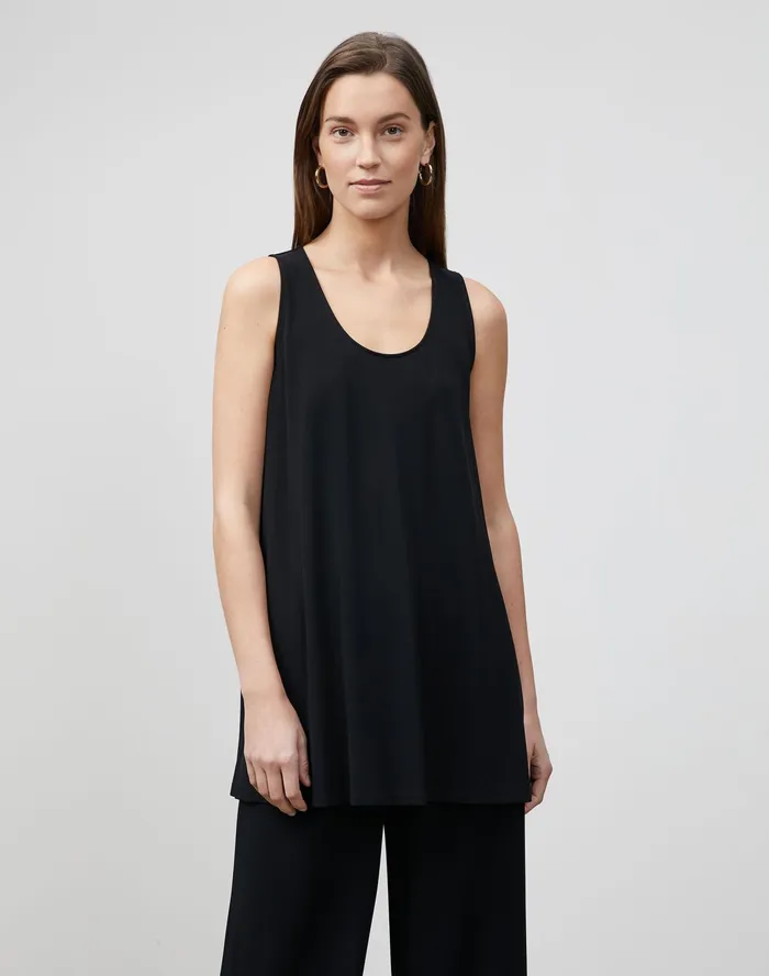 Women Lafayette 148 New York Tops and Tees Fielding Tank In Midweight Matte Jersey Black Women Lafayette 148 New York Tops and Tees Fielding Tank In Midweight Matte Jersey Black