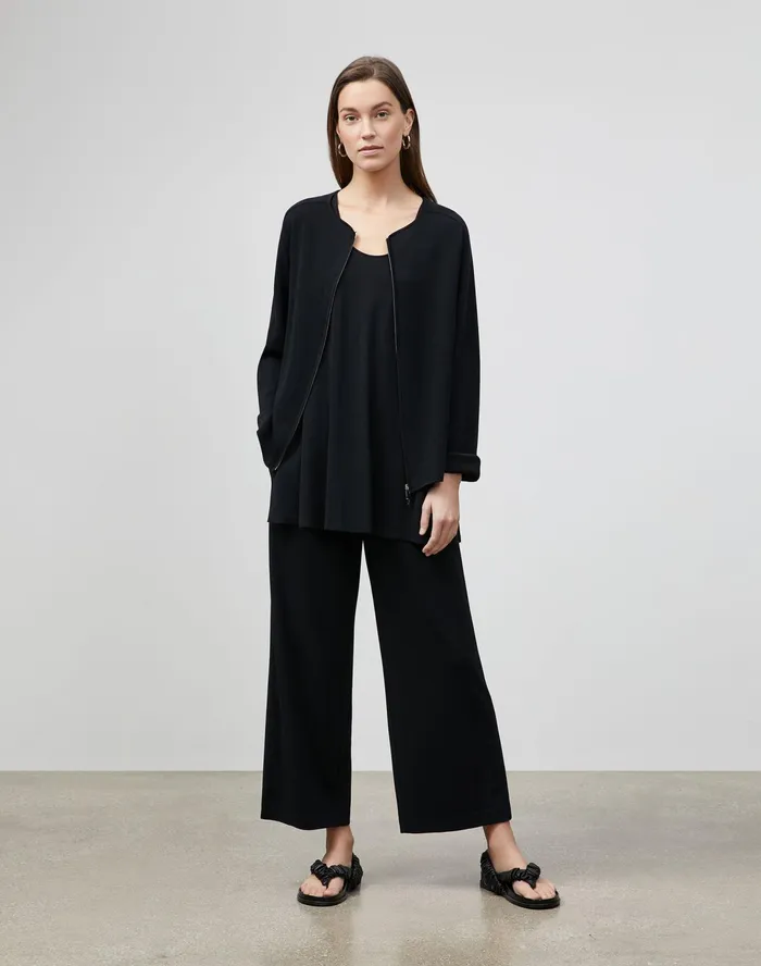 Women Lafayette 148 New York Tops and Tees Fielding Tank In Midweight Matte Jersey Black