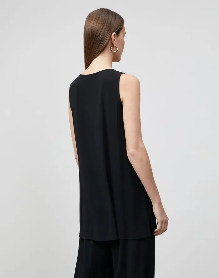 Women Lafayette 148 New York Tops and Tees Fielding Tank In Midweight Matte Jersey Black