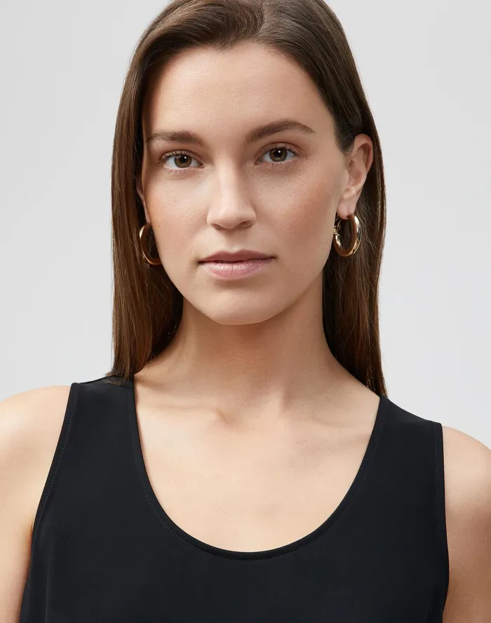 Women Lafayette 148 New York Tops and Tees Fielding Tank In Midweight Matte Jersey Black