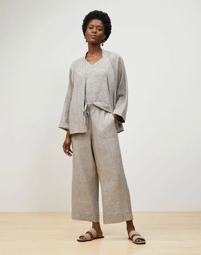 Women Lafayette 148 New York Tops and Tees Modern VNeck Tee In Italian Kindlinen Mlange Jersey Driftwood Melange