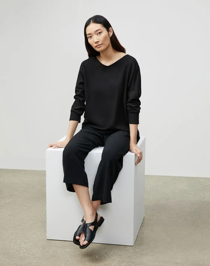 Women Lafayette 148 New York Tops and Tees PlusSize Calista Top In Lightweight Punto Milano Black