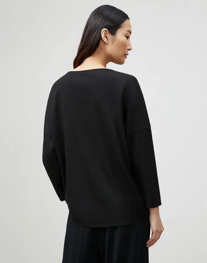Women Lafayette 148 New York Tops and Tees PlusSize Calista Top In Lightweight Punto Milano Black
