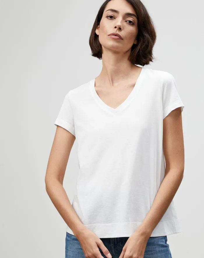 Women Lafayette 148 New York Tops and Tees PlusSize Modern Cotton Jersey Modern VNeck Tee White Women Lafayette 148 New York Tops and Tees PlusSize Modern Cotton Jersey Modern VNeck Tee White