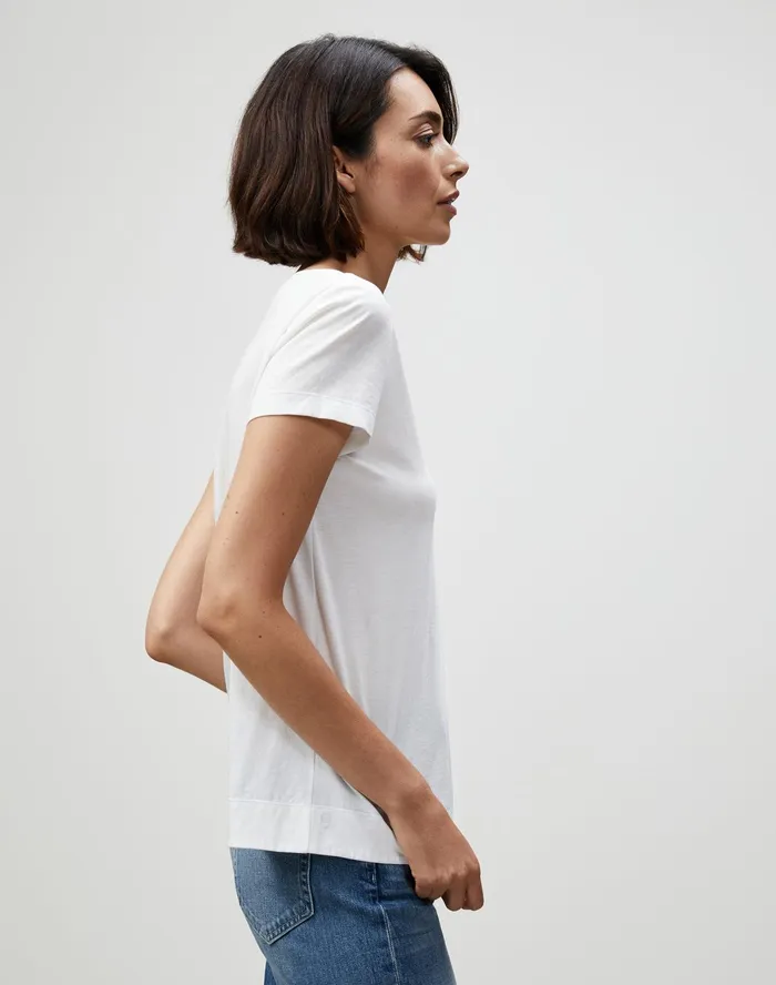 Women Lafayette 148 New York Tops and Tees PlusSize Modern Cotton Jersey Modern VNeck Tee White