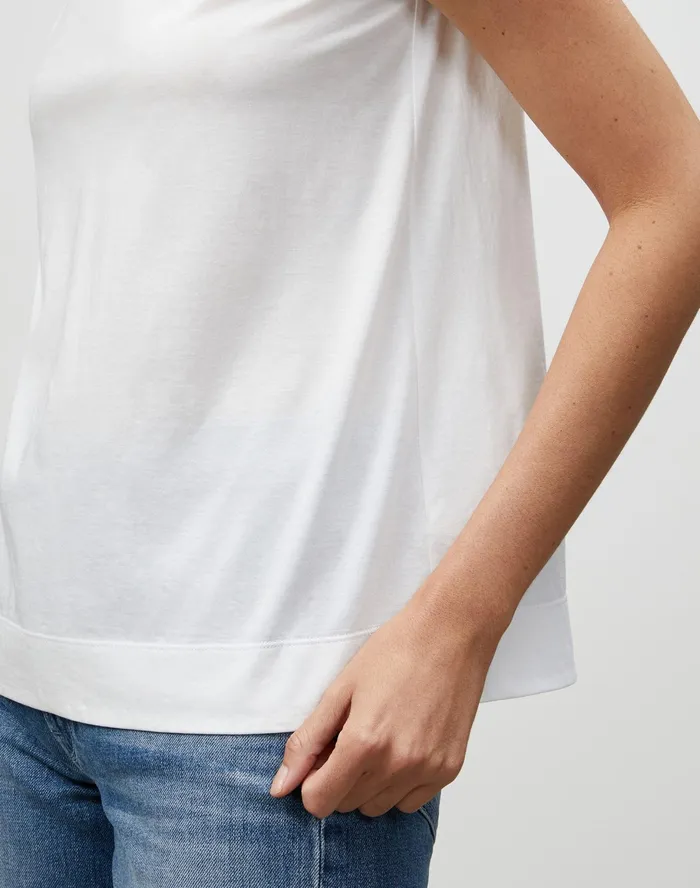 Women Lafayette 148 New York Tops and Tees PlusSize Modern Cotton Jersey Modern VNeck Tee White