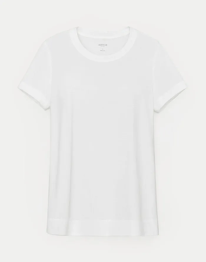 Women Lafayette 148 New York Tops and Tees PlusSize Modern Cotton Jersey Modern VNeck Tee White